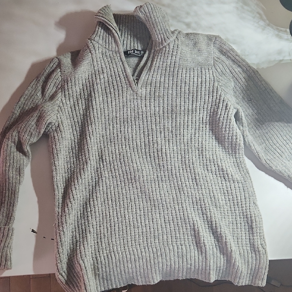 Helly Hansen Gray Ribbed Cowl Neck Sweater